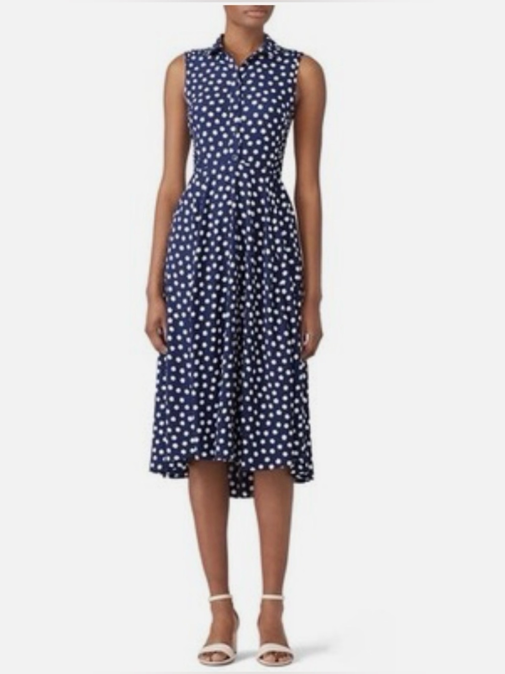 Kate Spade Dreaming Cloud Dot Sleeveless Shirtdress MIDI Size 2
